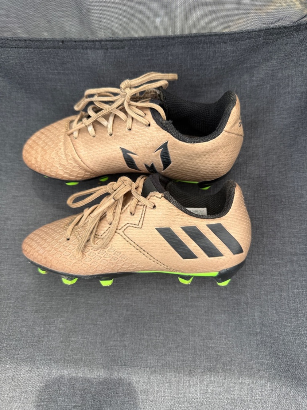 adidas Tan and Black Soccer Cleats with Neon Accents